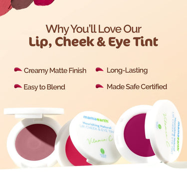 Mamaearth Nourishing Natural Lip Cheek & Eye Tint with Vitamin C & Rose- 03 Rose Pink- 4 g
